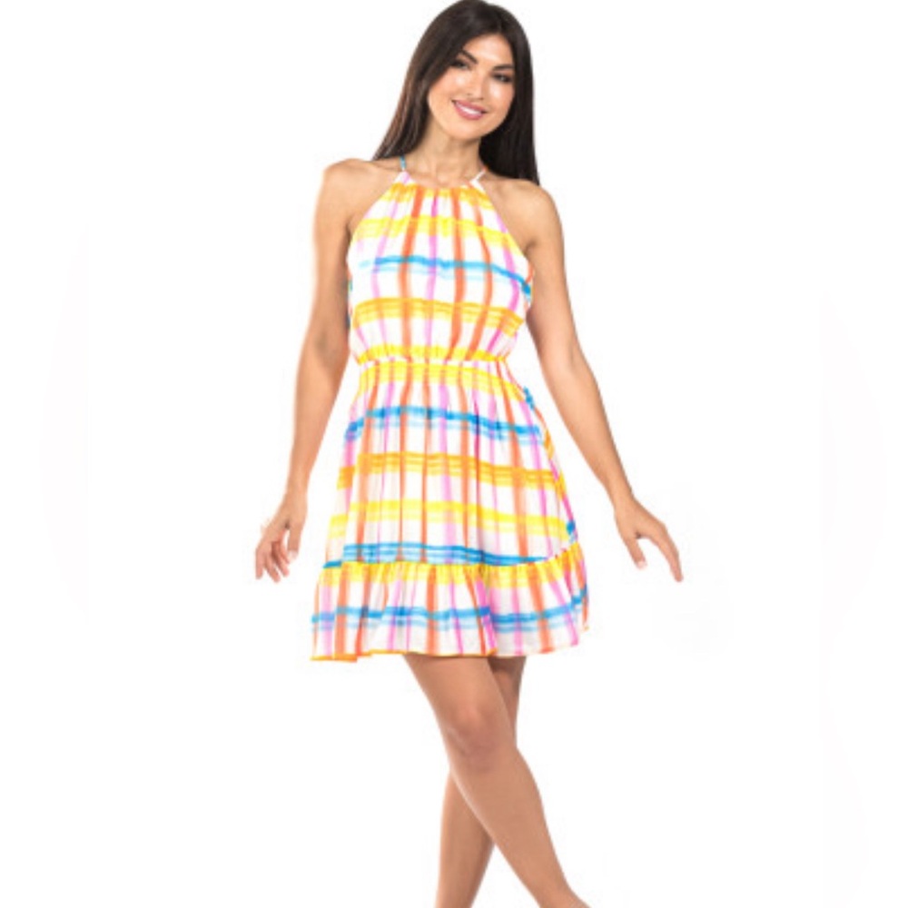 NWT Colorful halter medium mini dress
